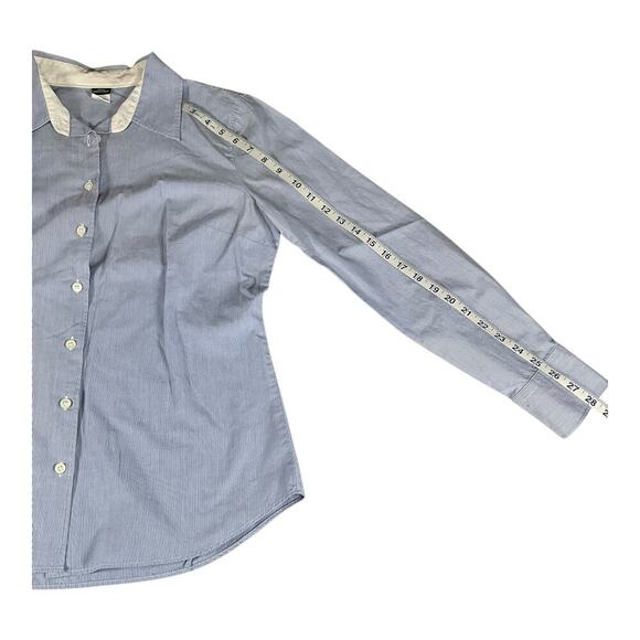 J.Crew 100% Cotton Women's Pin Stripe Button Down Kathryn Slim Fit Medium Blue - Picture 8 of 10